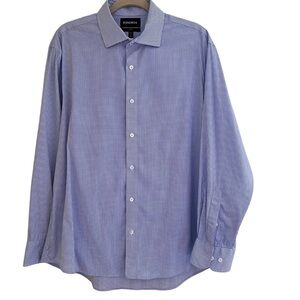 Bonobos White/Blue Small Windowpane Check Slim Fit Button Down Shirt 17.5 35